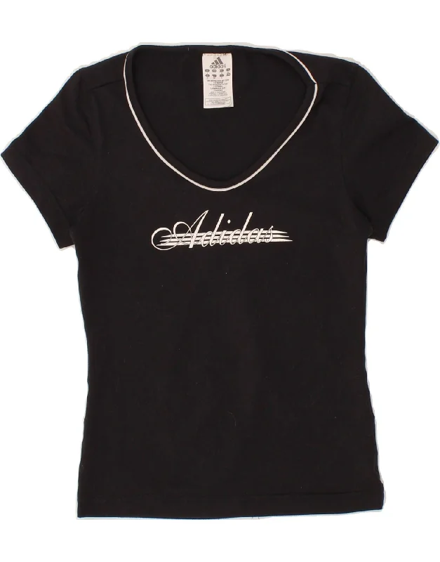 ADIDAS Womens Graphic T-Shirt Top UK 6 XS Black Polyester Terry Blend Velvet Blend Canvas Blend ADIDAS Womens Graphic T-Shirt Top UK 6 XS Black Polyester Terry Blend Velvet Blend Canvas Blend
