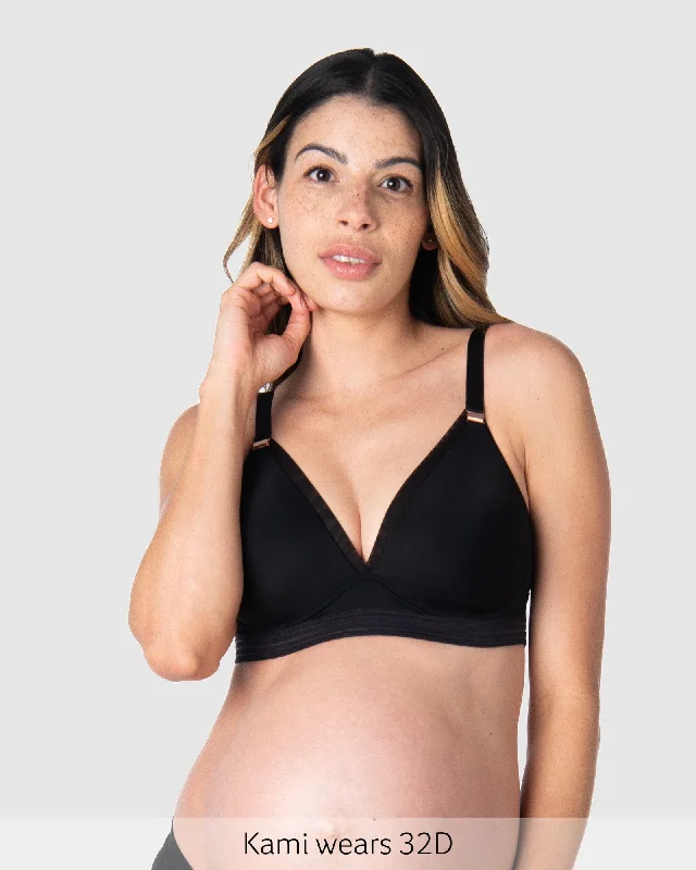Ambition T-Shirt Nursing Bra - Black Striped Floral Plaid