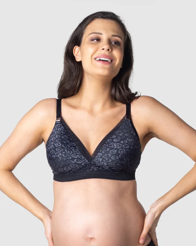 Ambition T-Shirt Nursing Bra - Onyx Print Jacquard Patchwork