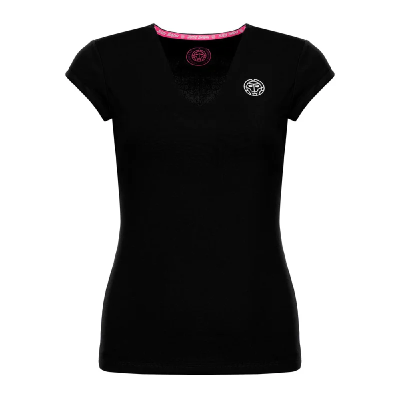 Bella 2.0 Tech V-Neck Tee (Women's) - Black Handmade Hand-knitted Hand-woven