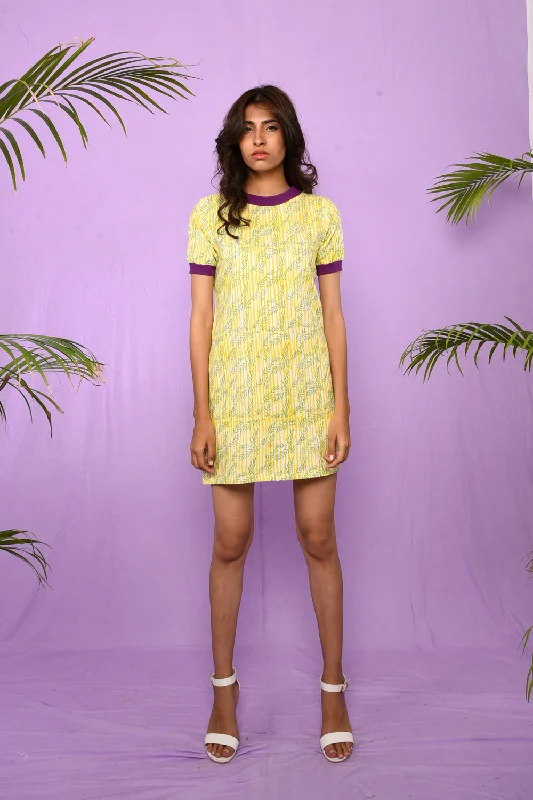 Block Printed T-shirt Dress Polka Dot Checkered Tartan