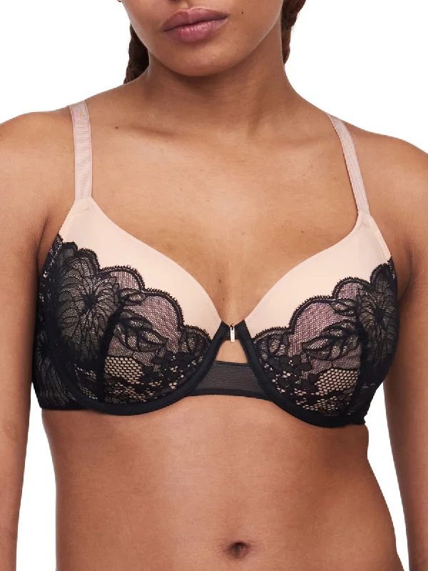 Midnight Flowers Covering T-Shirt Bra - Black Zippered Front Buttoned Front Snap Front Midnight Flowers Covering T-Shirt Bra - Black Zippered Front Buttoned Front Snap Front
