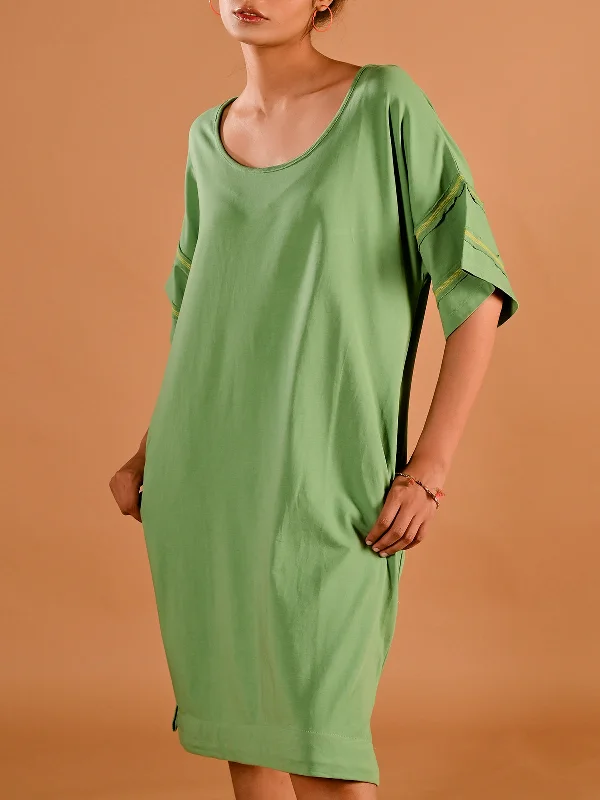 Come As You Are T-Shirt Dress Notch Collar Peter Pan Collar Cowl Neck