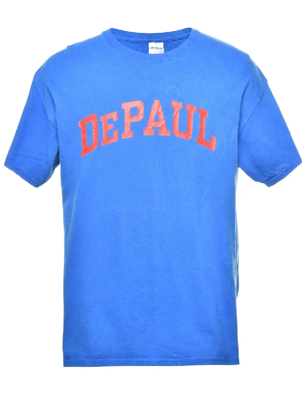 Depaul Printed Blue & Red T-shirt - L Lace Blend Ribbed Blend Corduroy Blend
