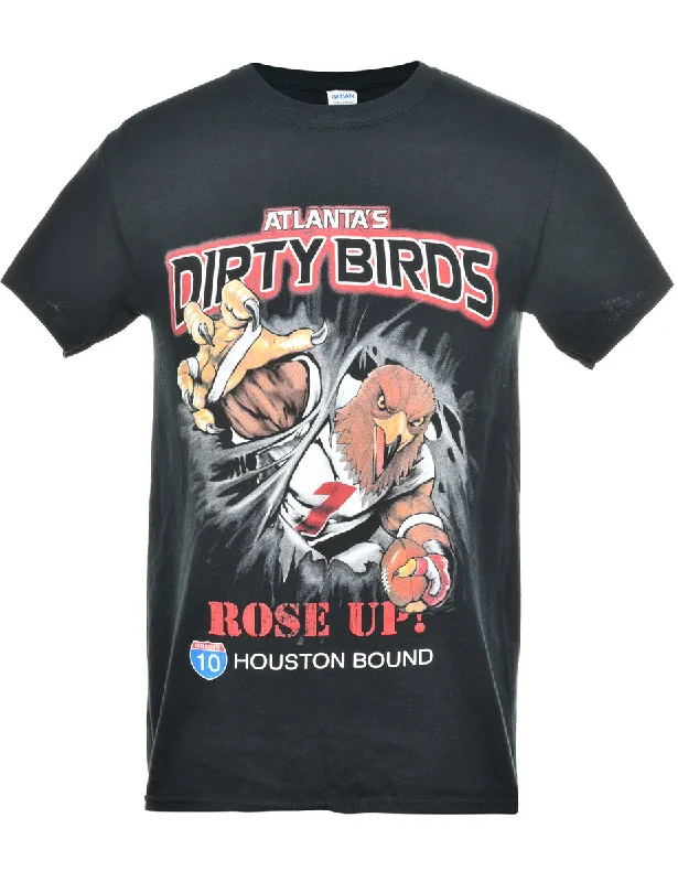 Dirty Birds Atlanta Printed T-shirt - S Ribbed Striped Patterned