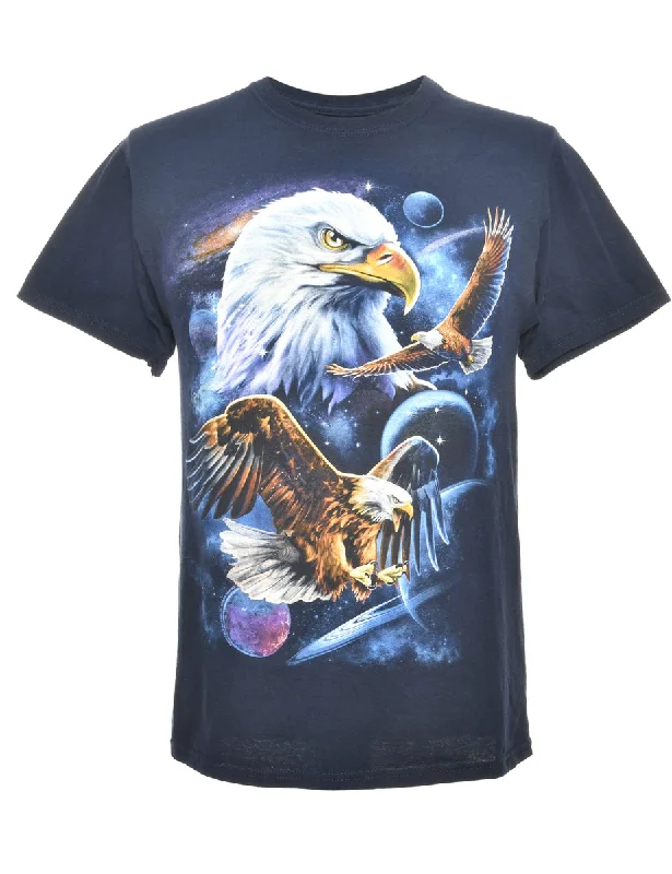 Eagle Animal T-shirt - S Asymmetrical Pockets Print