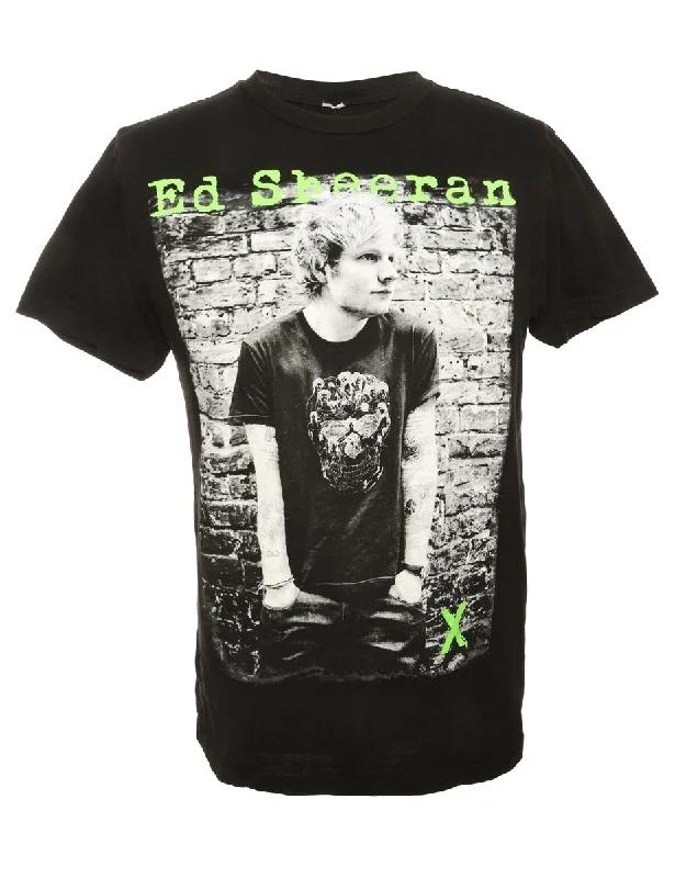 Ed Sheeran Printed Black T-shirt - S Rayon Velvet Corduroy