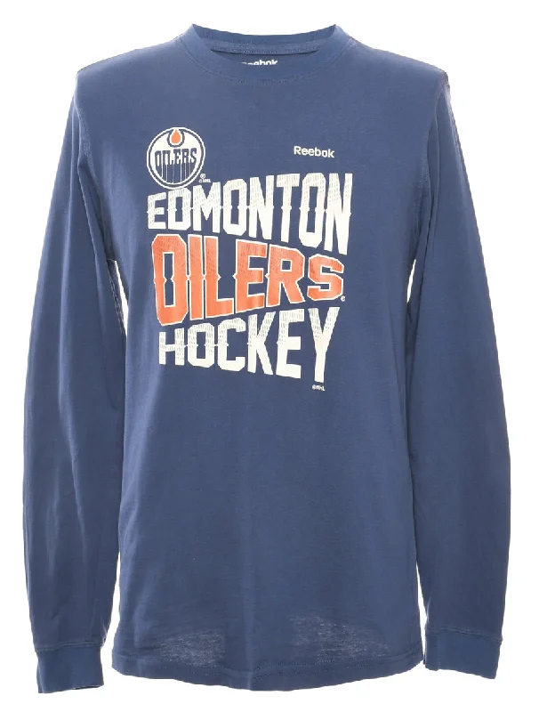 Edmonton Oilers Ice Hockey T-shirt - XL Hooded Caped Shawl Collar