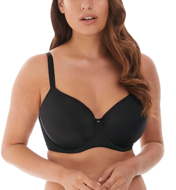 Fantasie Aura Seamless Molded T-Shirt Underwire Bra (2321) - Black Collared Crew Neck Turtle Neck Fantasie Aura Seamless Molded T-Shirt Underwire Bra (2321) - Black Collared Crew Neck Turtle Neck