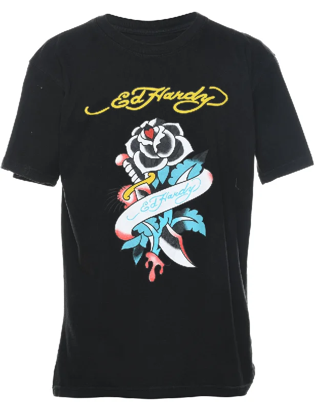 Ed Hardy Y2K Printed T-shirt - M Elegant Classic Vintage