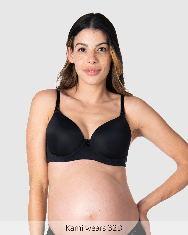 Forever Yours T-Shirt Nursing Bra - Black Knit Fabric Woven Fabric Fleece Fabric