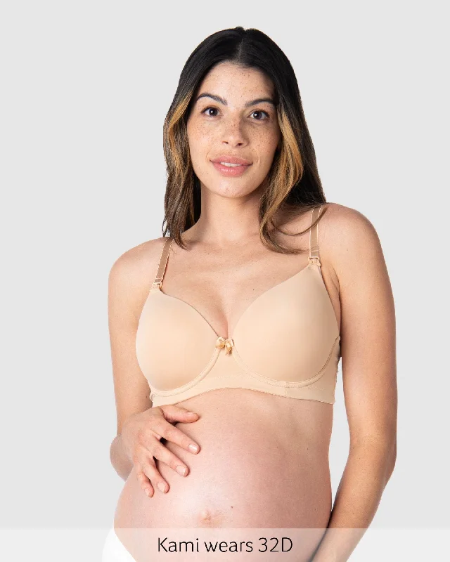 Forever Yours T-Shirt Nursing Bra - Latte Zippered Front Buttoned Front Snap Front