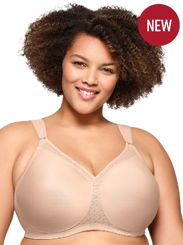Glamorise Bra 1080 - Everyday Seamless Support T-Shirt Bra - Cafe Striped Floral Plaid Glamorise Bra 1080 - Everyday Seamless Support T-Shirt Bra - Cafe Striped Floral Plaid