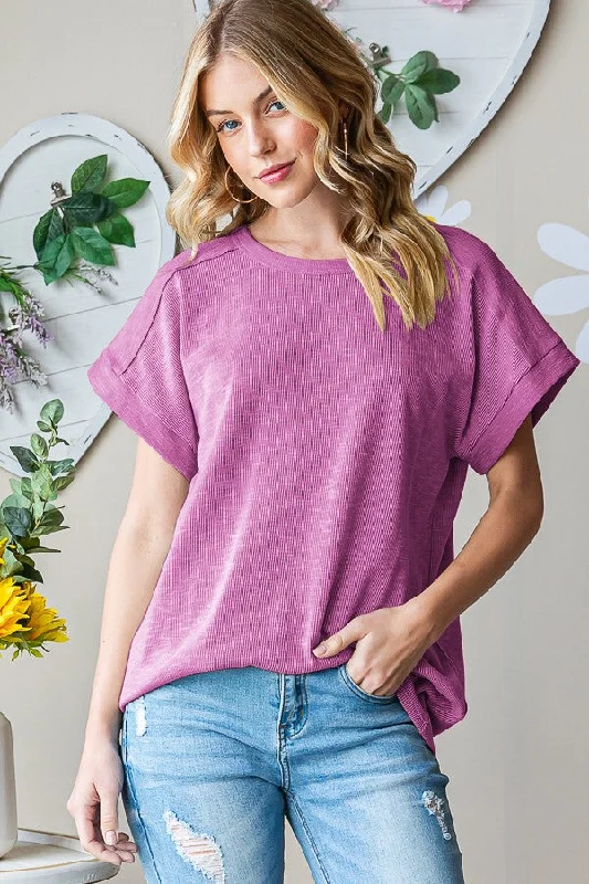 Heimish Full Size Short Sleeve Round Neck T-Shirt Ribbed T-Shirt High Neck Heavyweight Heimish Full Size Short Sleeve Round Neck T-Shirt Ribbed T-Shirt High Neck Heavyweight
