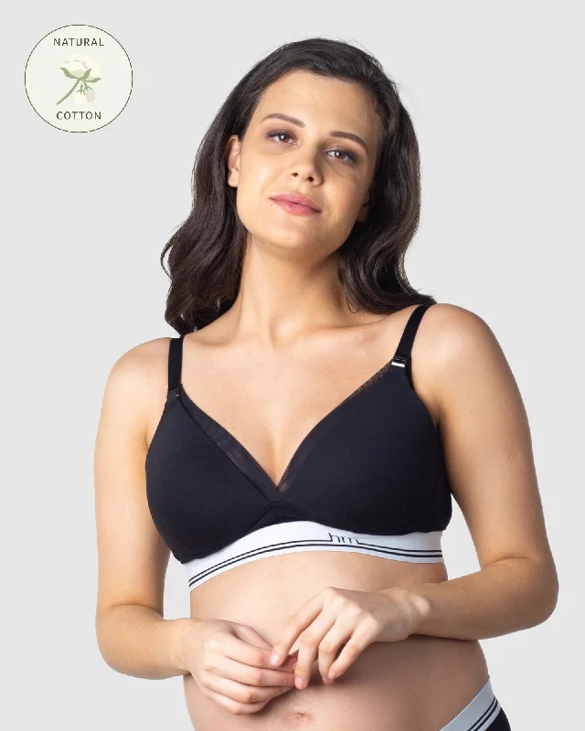 ICON COTTON BLACK T-SHIRT NURSING BRA - WIREFREE Sequined Glittery Shiny