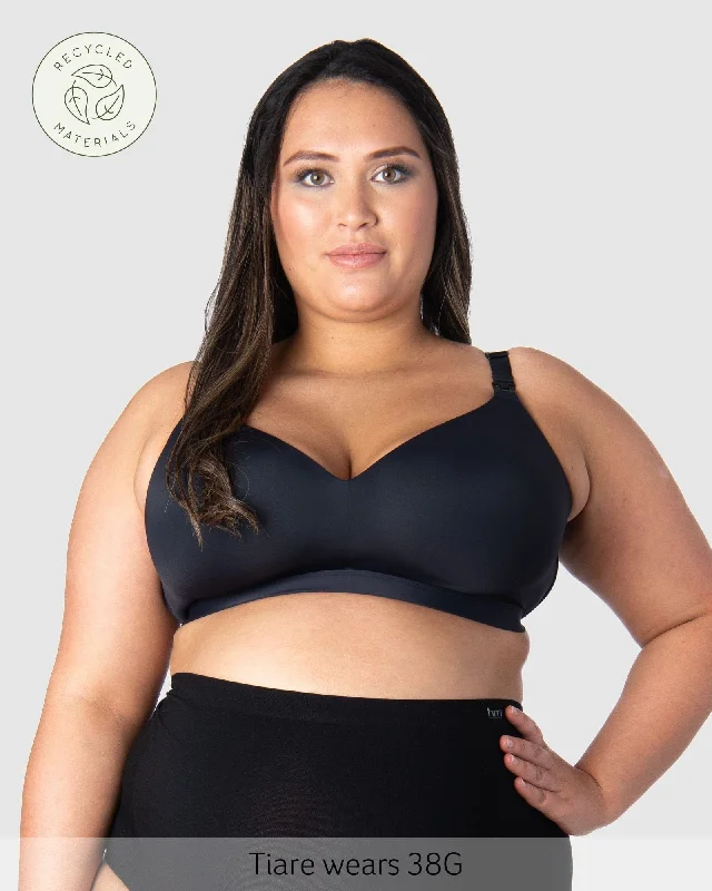 Infinite T-Shirt Nursing Bra - Black Notch Collar Peter Pan Collar Cowl Neck