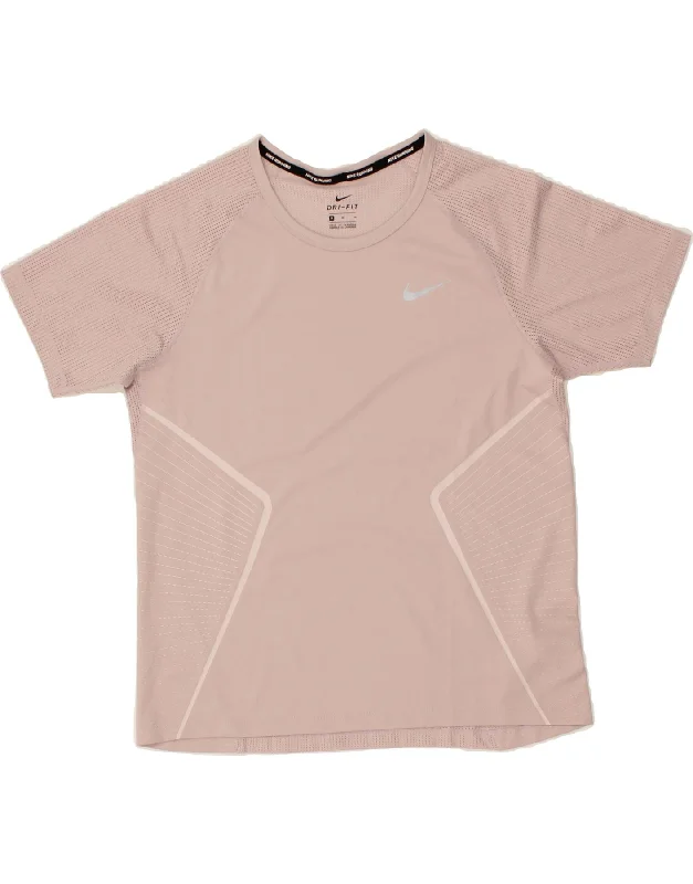 NIKE Womens Dri Fit Running T-Shirt Top UK 14 Medium Pink Polyester Front Pockets Side Pockets Patch Pockets NIKE Womens Dri Fit Running T-Shirt Top UK 14 Medium Pink Polyester Front Pockets Side Pockets Patch Pockets