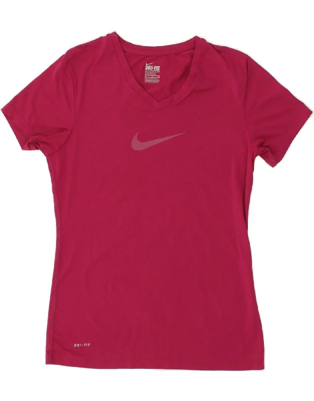 NIKE Womens Dri Fit Slim Fit Graphic T-Shirt Top UK 12 Medium Pink Chenille Blend Fleece Blend Nylon Blend NIKE Womens Dri Fit Slim Fit Graphic T-Shirt Top UK 12 Medium Pink Chenille Blend Fleece Blend Nylon Blend