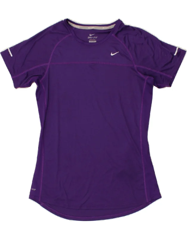 NIKE Womens Dri Fit T-Shirt Top UK 12 Medium Purple Polyester Chenille Blend Fleece Blend Nylon Blend NIKE Womens Dri Fit T-Shirt Top UK 12 Medium Purple Polyester Chenille Blend Fleece Blend Nylon Blend