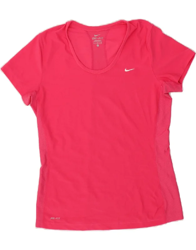 NIKE Womens Dri Fit T-Shirt Top UK 16 Large Pink Elegant Classic Vintage