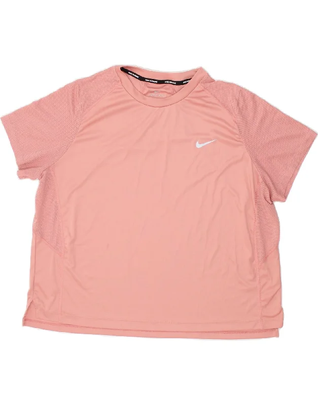 NIKE Womens Dri Fit T-Shirt Top UK 20 2XL Pink Anti-Pilling Machine Wash Handmade