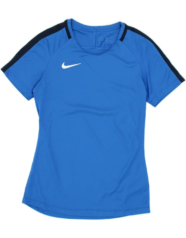 NIKE Womens Dri Fit T-Shirt Top UK 6 XS Blue Colourblock Polyester Rayon Fabric Velvet Fabric Corduroy Fabric NIKE Womens Dri Fit T-Shirt Top UK 6 XS Blue Colourblock Polyester Rayon Fabric Velvet Fabric Corduroy Fabric