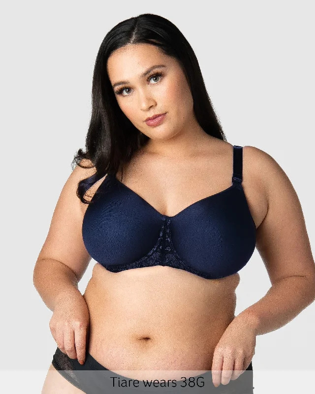 Obsession Contour T-Shirt Nursing Bra - Navy Print Jacquard Patchwork
