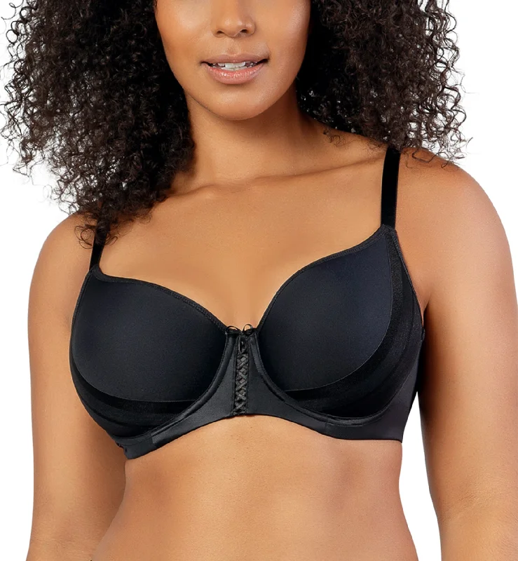 Parfait Shea Spacer T-Shirt Underwire Bra (P6061) - Black Embroidered Appliqued Beaded Parfait Shea Spacer T-Shirt Underwire Bra (P6061) - Black Embroidered Appliqued Beaded