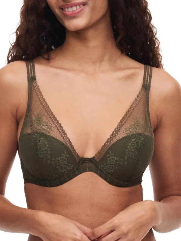 Maddie Plunge T-Shirt Bra - Khaki Plaid T-Shirt Polka Dot Checkered
