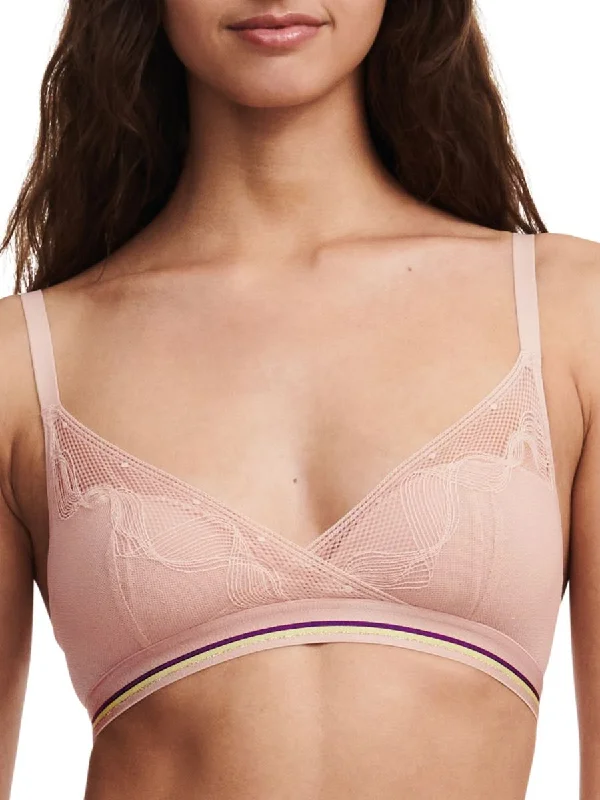 Paola Wirefree T-Shirt Bra - Dusky Pink Print Jacquard Patchwork