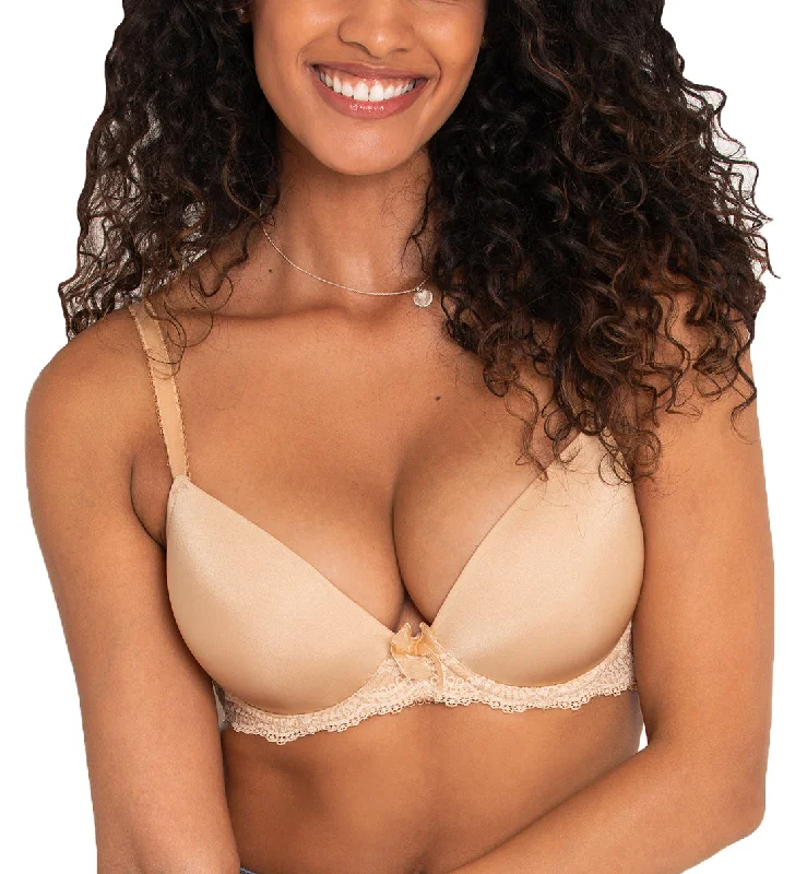Pour Moi Flora Plunge Push Up T-Shirt Underwire Bra (14814) - Sand Satin Blend Silk Blend Wool Blend Pour Moi Flora Plunge Push Up T-Shirt Underwire Bra (14814) - Sand Satin Blend Silk Blend Wool Blend