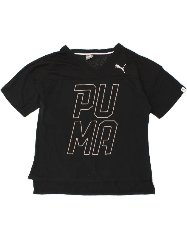 PUMA Womens Graphic T-Shirt Top UK 12 Medium Black Cotton Denim Fabric Leather Fabric Suede Fabric PUMA Womens Graphic T-Shirt Top UK 12 Medium Black Cotton Denim Fabric Leather Fabric Suede Fabric