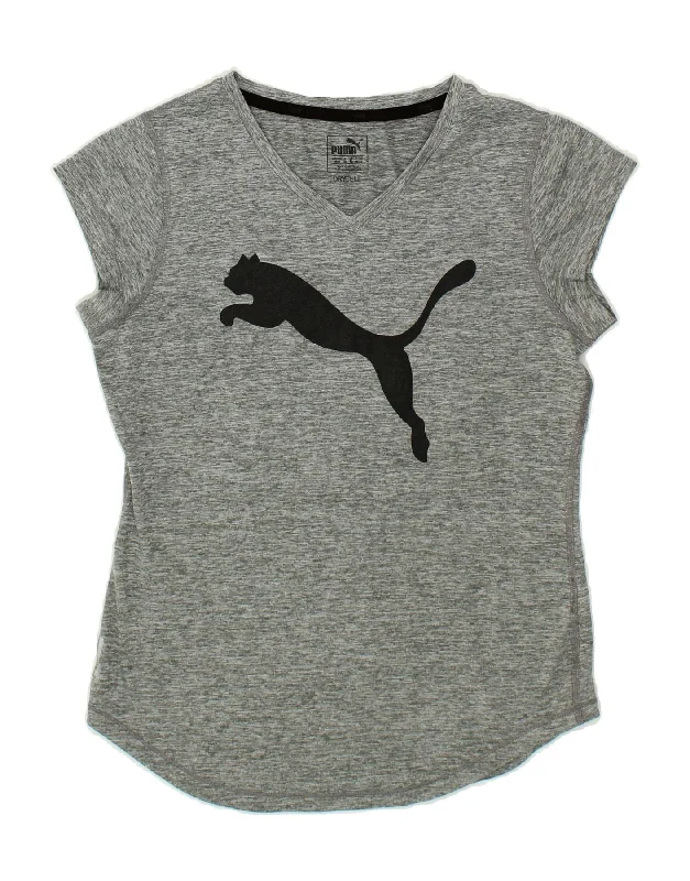 PUMA Womens Graphic T-Shirt Top UK 12 Medium Grey Cotton Fabric Linen Fabric Terry Fabric PUMA Womens Graphic T-Shirt Top UK 12 Medium Grey Cotton Fabric Linen Fabric Terry Fabric