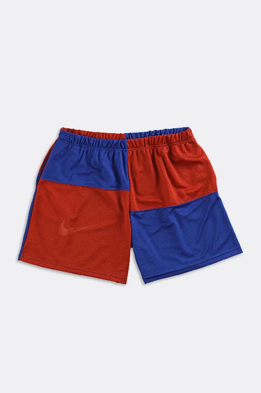 Rework Nike Patchwork Tee Shorts - Women-XXXL, Men-XXL Rayon Velvet Corduroy