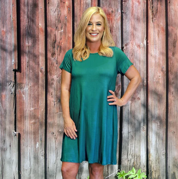 SIMPLY COUTURE KNIT BLEND T-SHIRT DRESS - FANFARE Silk Blend Satin Velvet