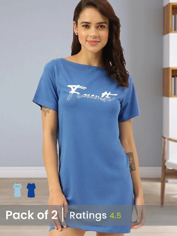 Twin Skin Women's T-shirt Dress (Pack of 2) Spandex Blend Rayon Blend Denim Blend