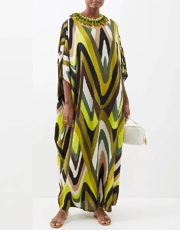 Barf Green Latest Printed Maxi Dress Elegant Sleeveless Maxi Dress