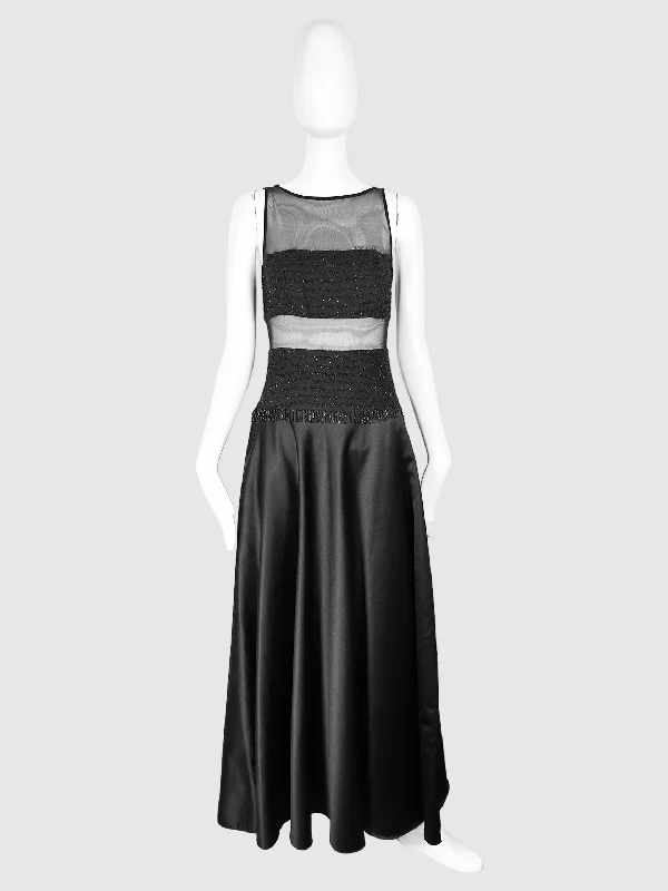 Beaded Mesh Maxi Dress - Size 4 Comfortable Satin Maxi Dress