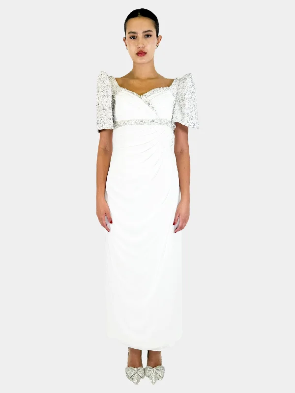 Beaded Oversized Sleeve Maxi Dress - Size 6/8 Elegant Maxi Dress with Slit