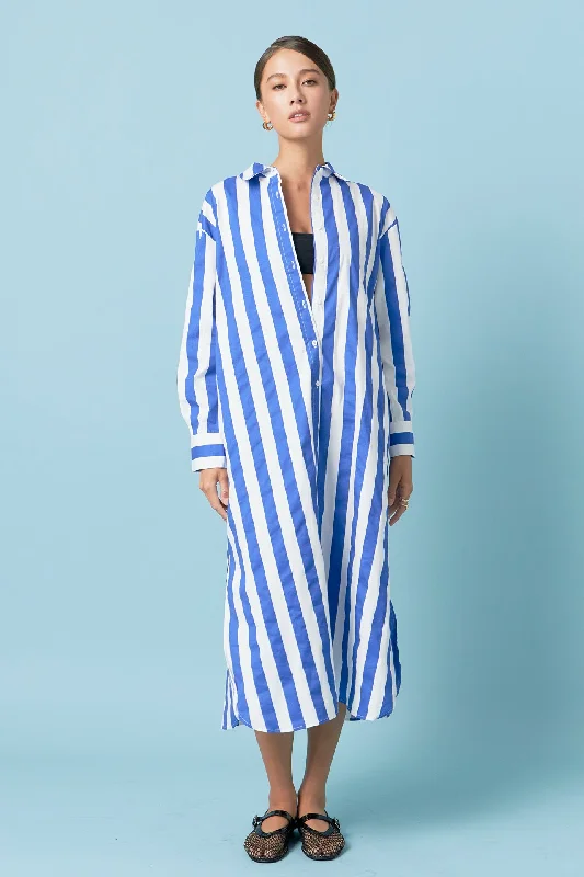 Big Stripe Maxi Dress Elegant Maxi Dress with Ruffles