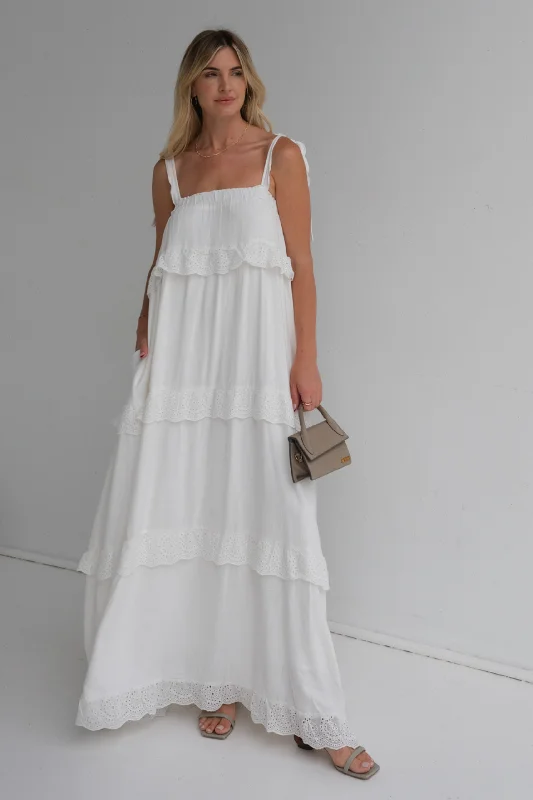 CHANTELLE MAXI DRESS - White Stylish Boho Maxi Dress
