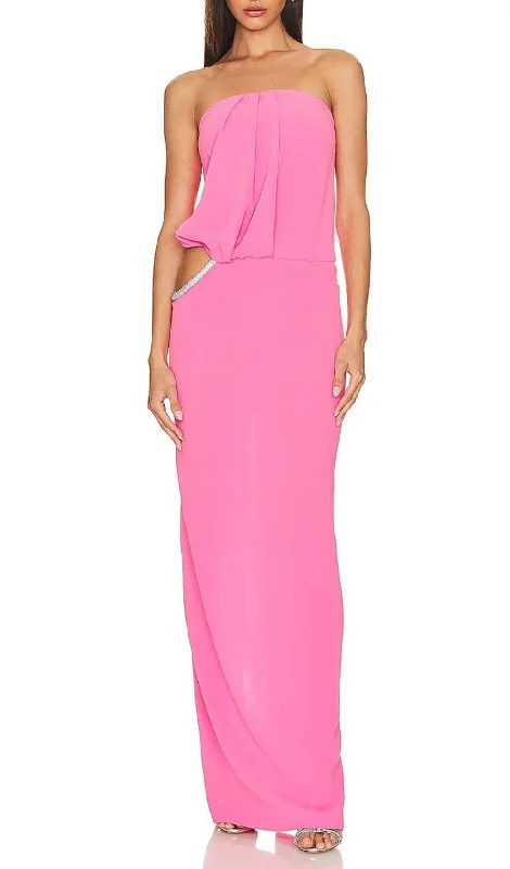 CUTOUT STRAPLESS MAXI DRESS IN PINK Classic Black Maxi Dress