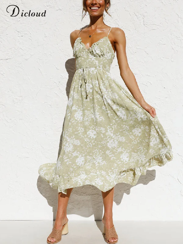 DICLOUD Chic Summer Dress Women Spaghetti Strap Sleeveless Floral Printed Ruched Party Long Maxi Dresses Sexy Vestidos Sundress Fashionable Printed Maxi Dress DICLOUD Chic Summer Dress Women Spaghetti Strap Sleeveless Floral Printed Ruched Party Long Maxi Dresses Sexy Vestidos Sundress Fashionable Printed Maxi Dress