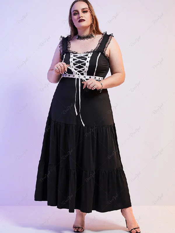 Gothic Sweetheart Lace Up Maxi Dress Stylish Empire Waist Maxi Dress