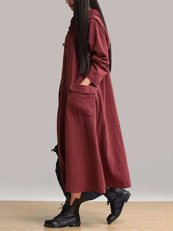 Gracila Women Vintage Plate Buckles Long Sleeve Hooded Long Maxi Dresses Comfortable Casual Maxi Dress Gracila Women Vintage Plate Buckles Long Sleeve Hooded Long Maxi Dresses Comfortable Casual Maxi Dress