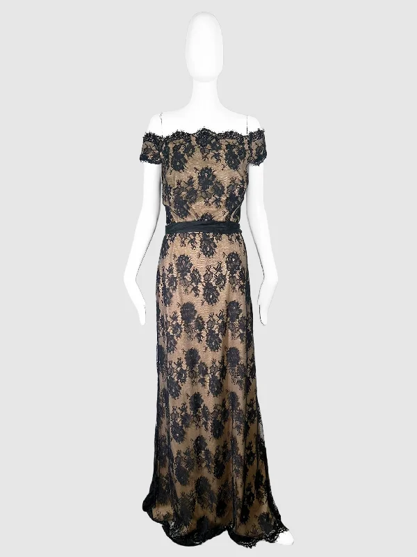Lace Belted Maxi Dress - Size 12 Comfortable Fit-and-Flare Maxi Dress