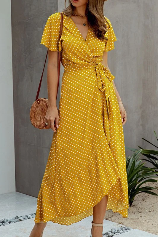 POLKA DOT PRINT MAXI DRESS Cozy Longline Maxi Dress