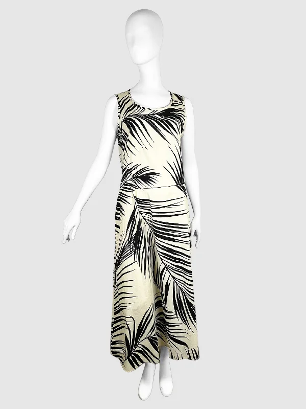 Leaf Print Sleeveless Maxi Dress - Size 10 Comfortable Ruffle Maxi Dress