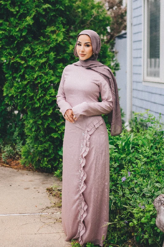 Lia Ruffle Maxi Dress - Dark Lavender Classic Black Maxi Dress