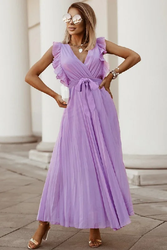 Lilac A-Line Sleeveless V-Neck Maxi Dress Classic Black Maxi Dress